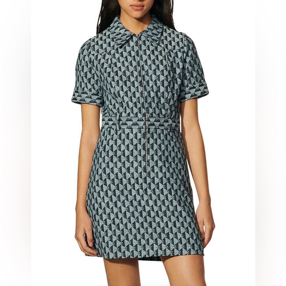 Sandro Paris Sabine Monogram Jacquard Mini Dress